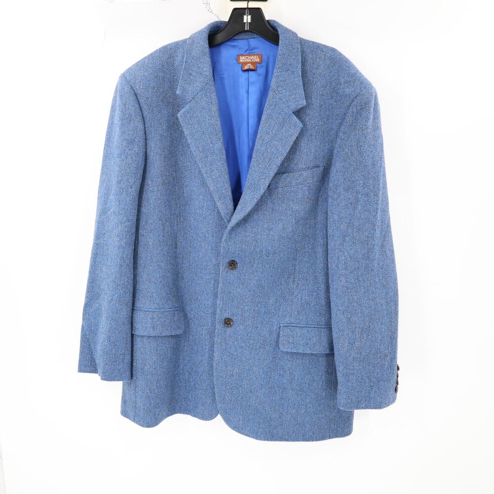 Michael Kors Sport Coat Men's 46R Blue Herringbone tweed wool blend notch lapel